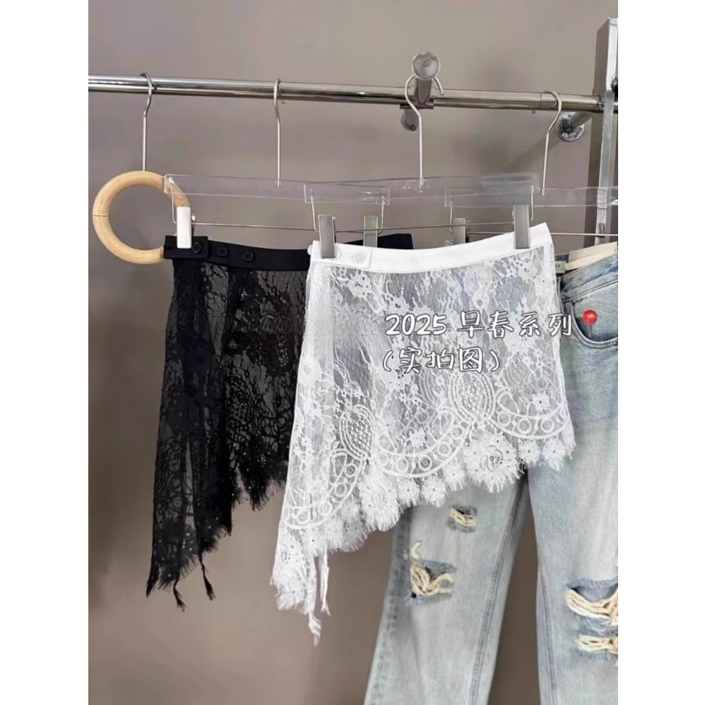 芯娇晴韩版时尚气质百搭不规则蕾丝屁帘半身裙女2025新款叠穿短裙