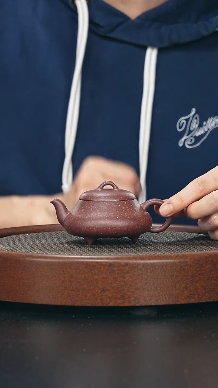 茶壶紫砂鸽嘴石瓢-紫玉金砂-全手工无添加-160cc