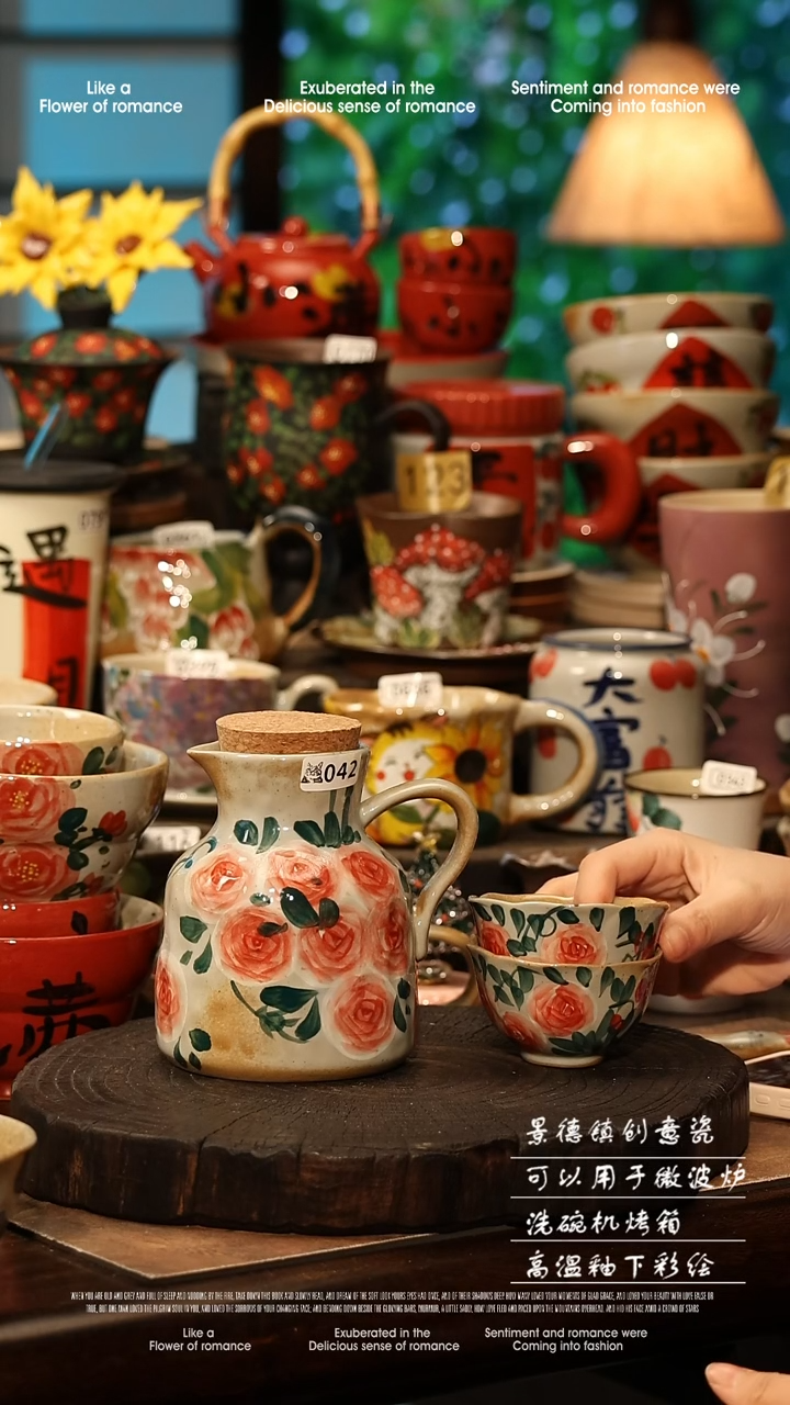 陶瓷景德镇高温釉下彩手工手绘款式@A0042@