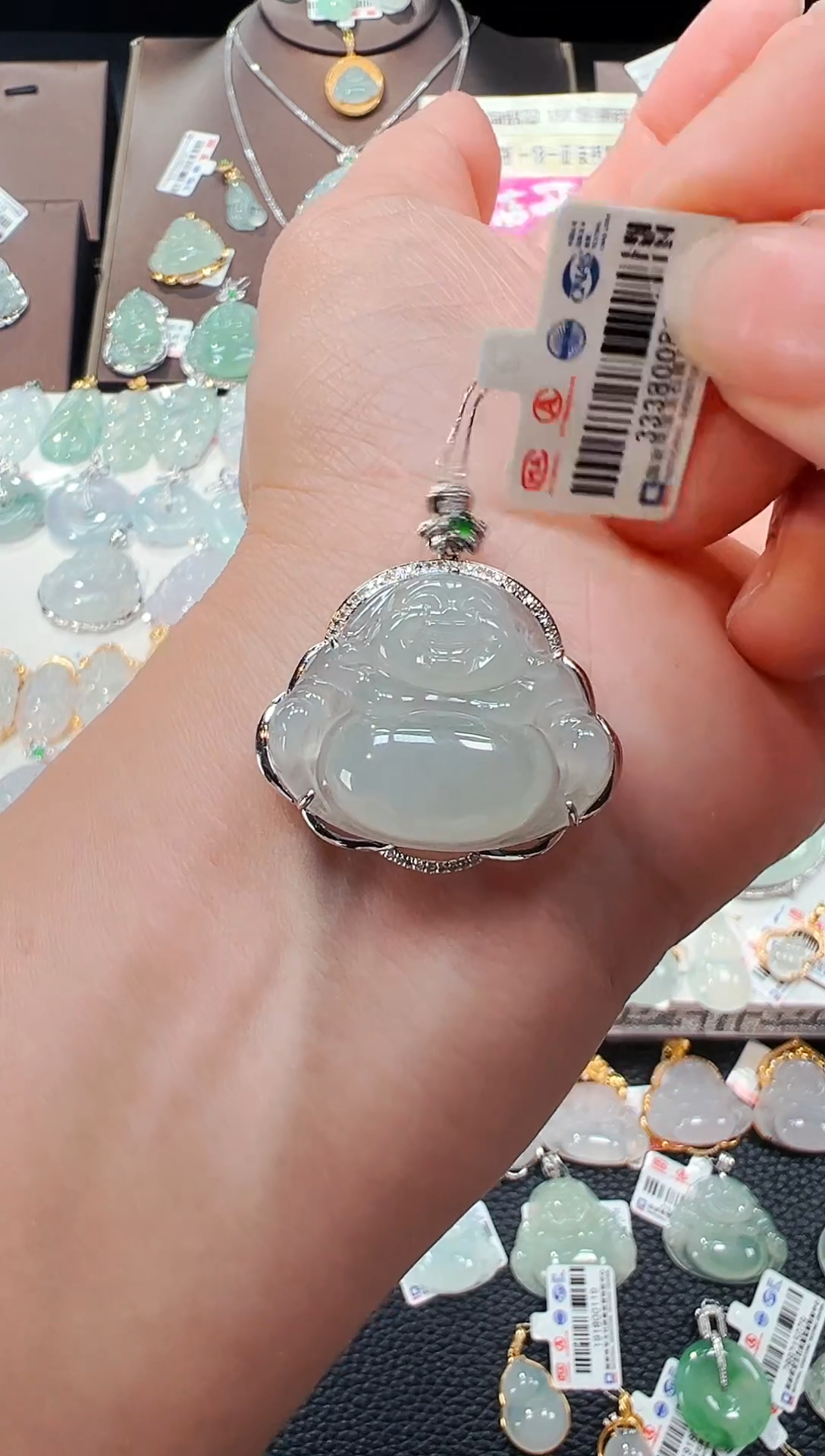 【闪购商品】翡翠吊坠(不含链)18K金镶嵌佛公吊坠703