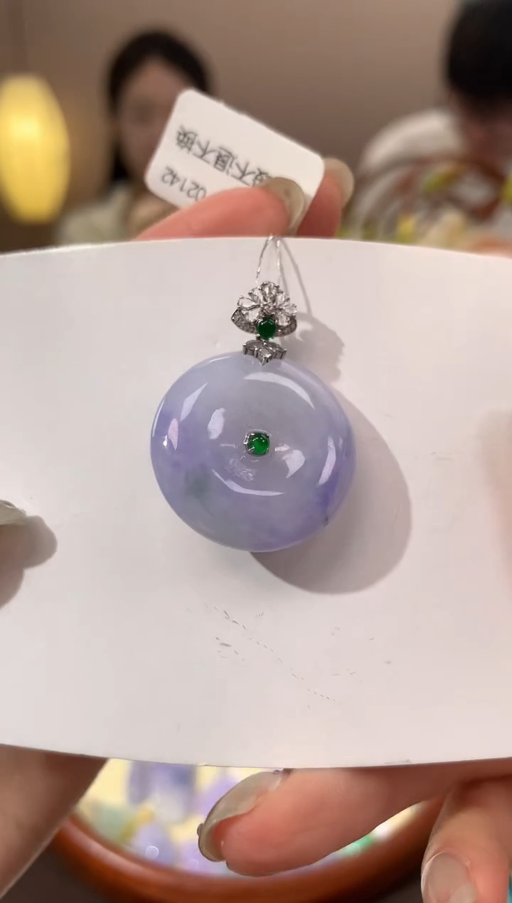 【闪购商品】翡翠颈饰18K金镶嵌天然缅甸a货翡翠