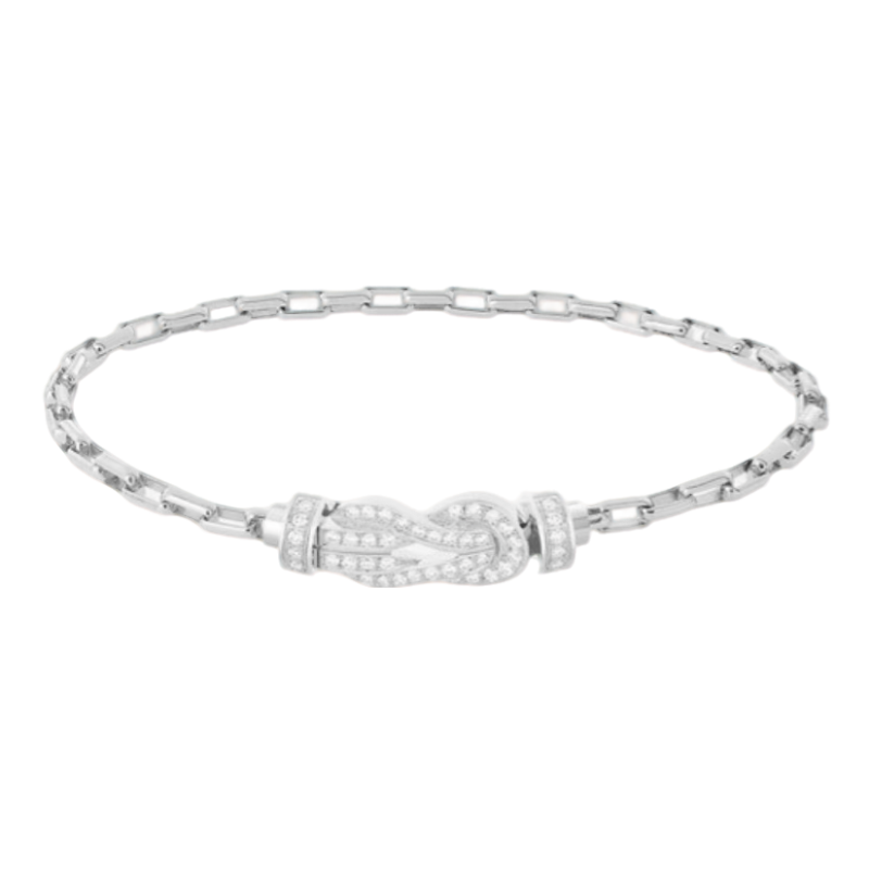 99新 FRED/斐登 手绳8字扣 白金满钻 中号手链