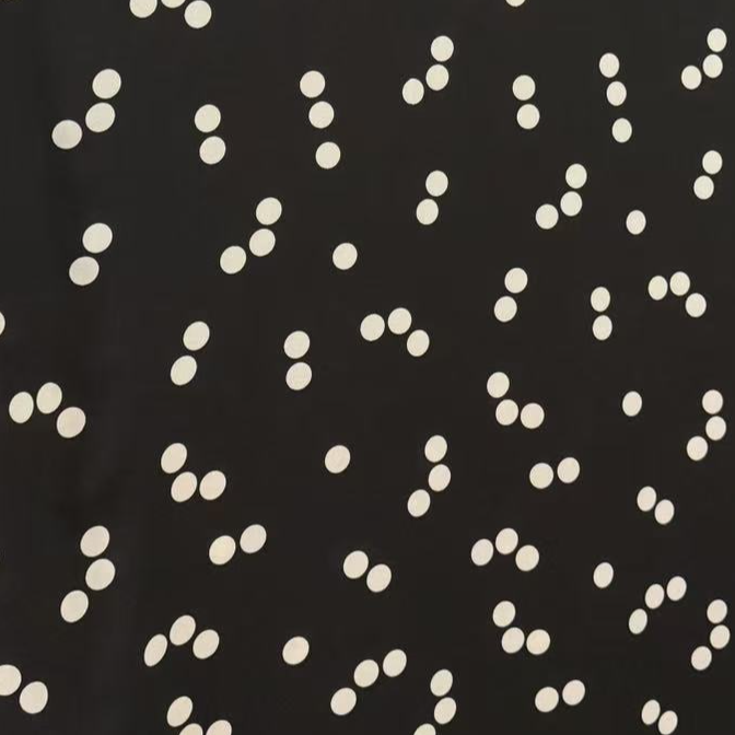 【黑底白波点弹力双绉】连衣裙面料布料时尚时装面料