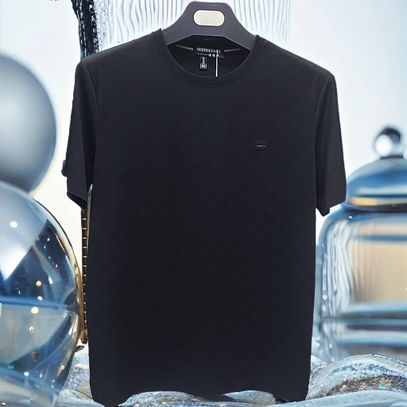 【2202】圆领男士休闲提花T恤百搭弹力