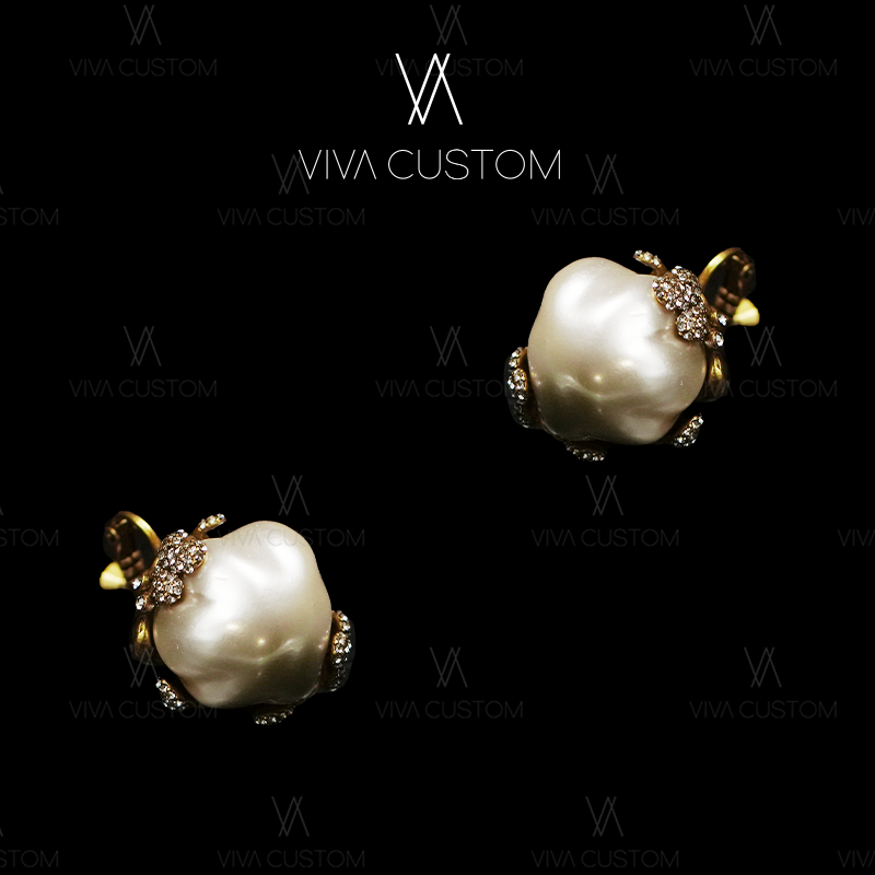 铜合金耳饰 （珠华旧梦系列）法式时尚轻奢立体枝头明月耳饰