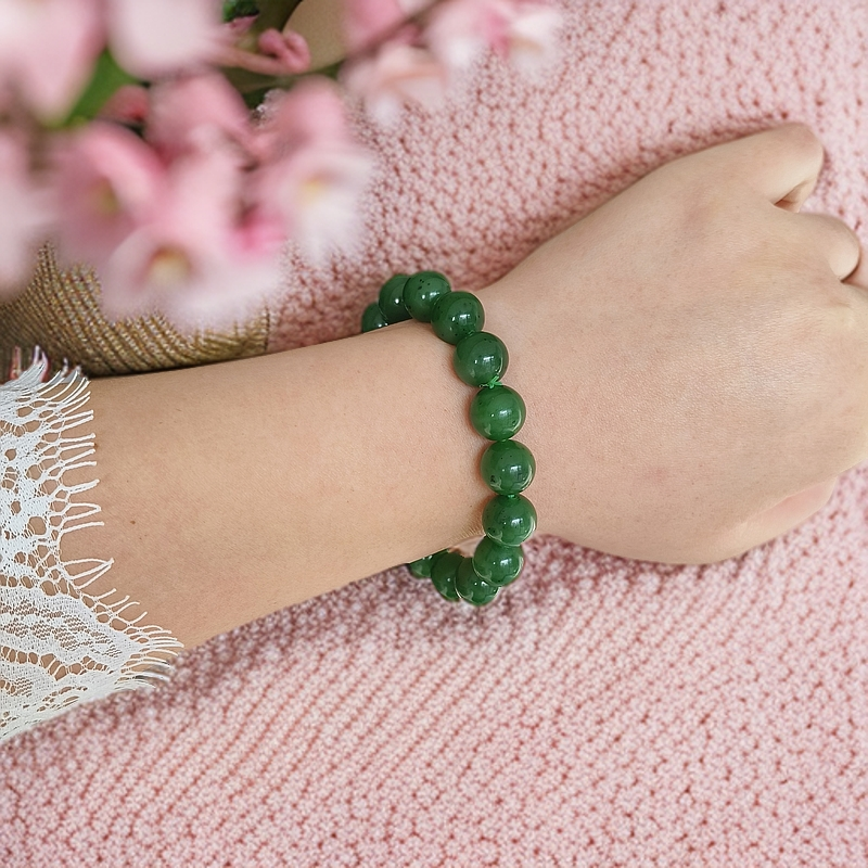 天然和田玉碧玉手串12mm男女同款