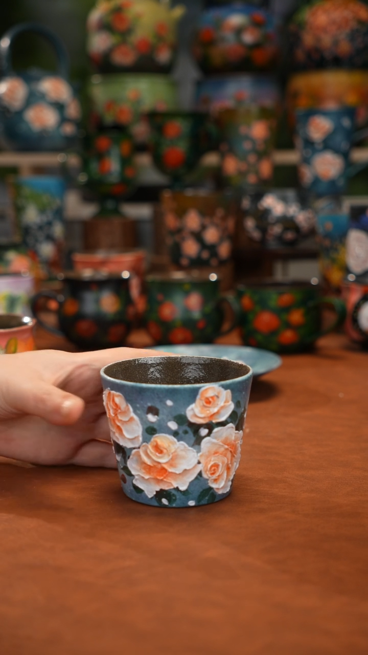 紫砂油画手绘釉下彩