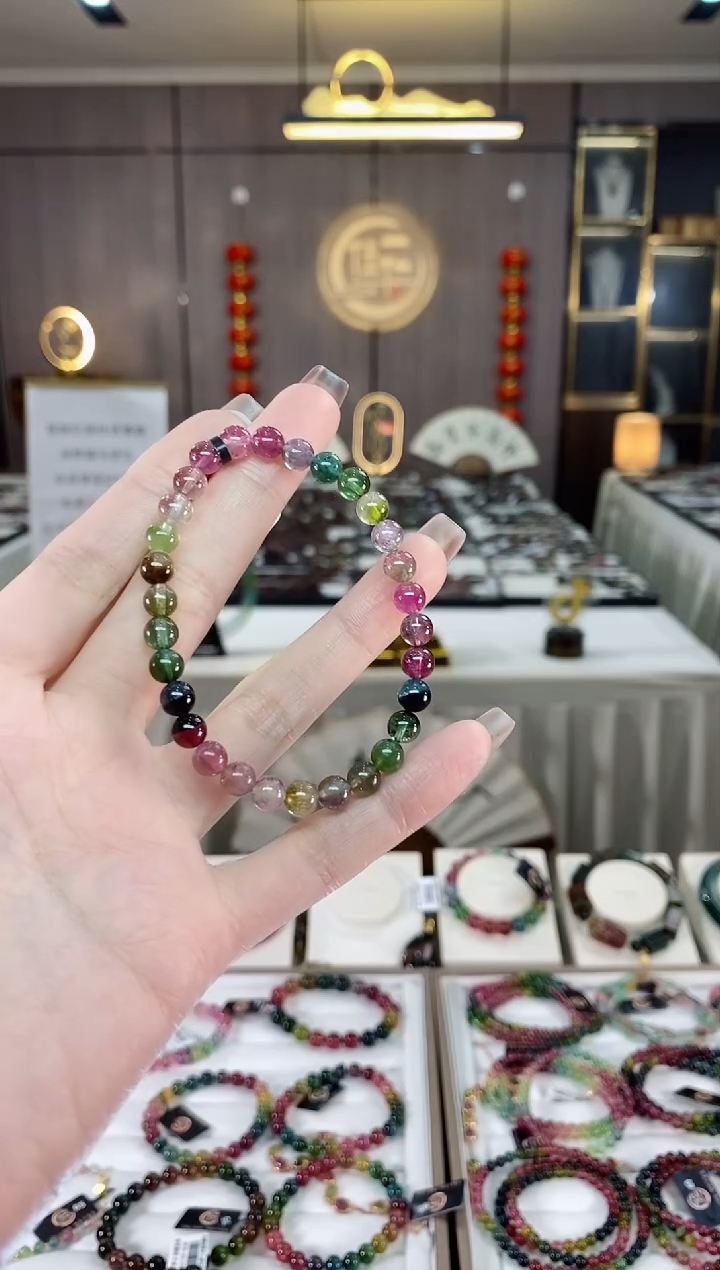 【闪购商品】碧玺西瓜单圈手串未镶嵌一物一证dan