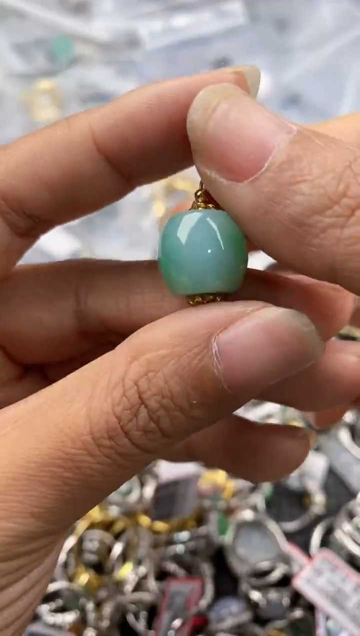 银S925镶嵌戒指翡翠555--5