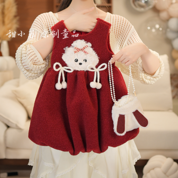 女童秋款套装2025洋气卡通小狗连衣裙新款套装Q046