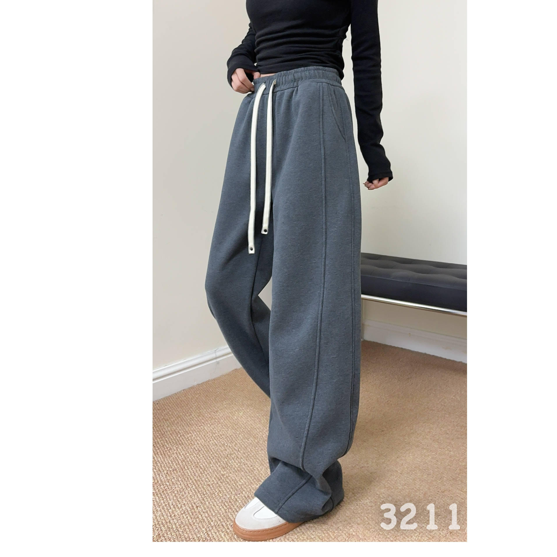 乔家冬季加绒弯刀裤