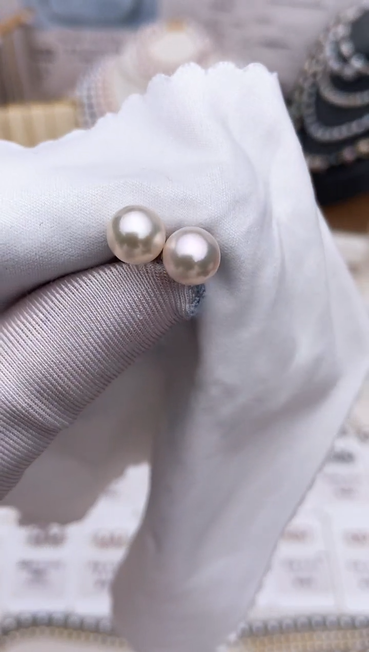 【闪购商品】海水珍珠耳饰18K金镶嵌特选福利7.5-8mm不退不换