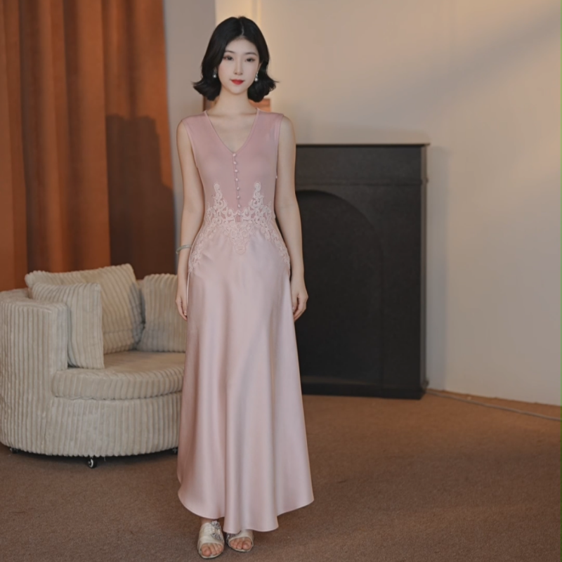 【茉雨】新款高端轻奢大方收腰显瘦连衣裙-HZ979