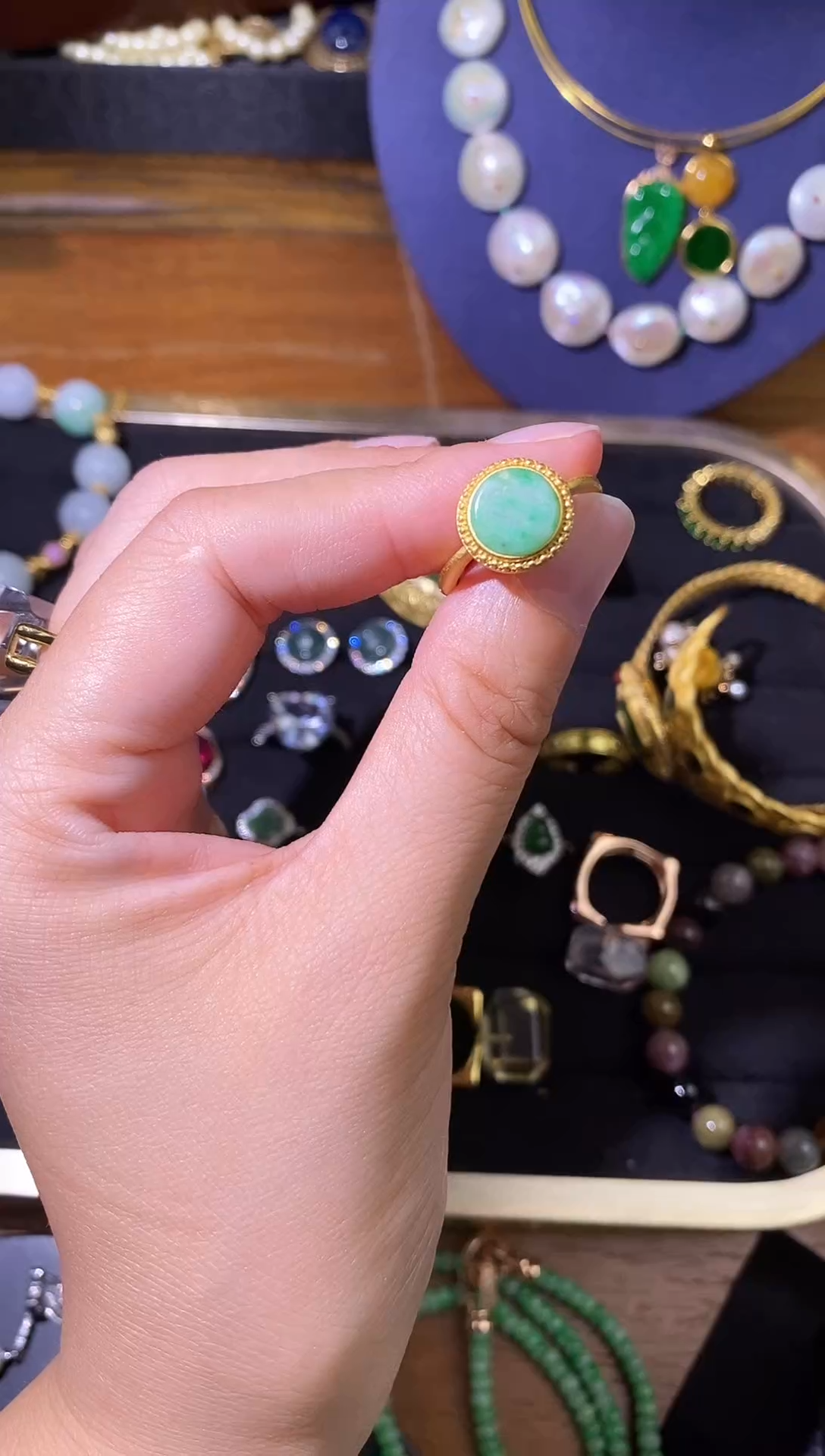 银S925镶嵌戒指翡翠翡翠戒指