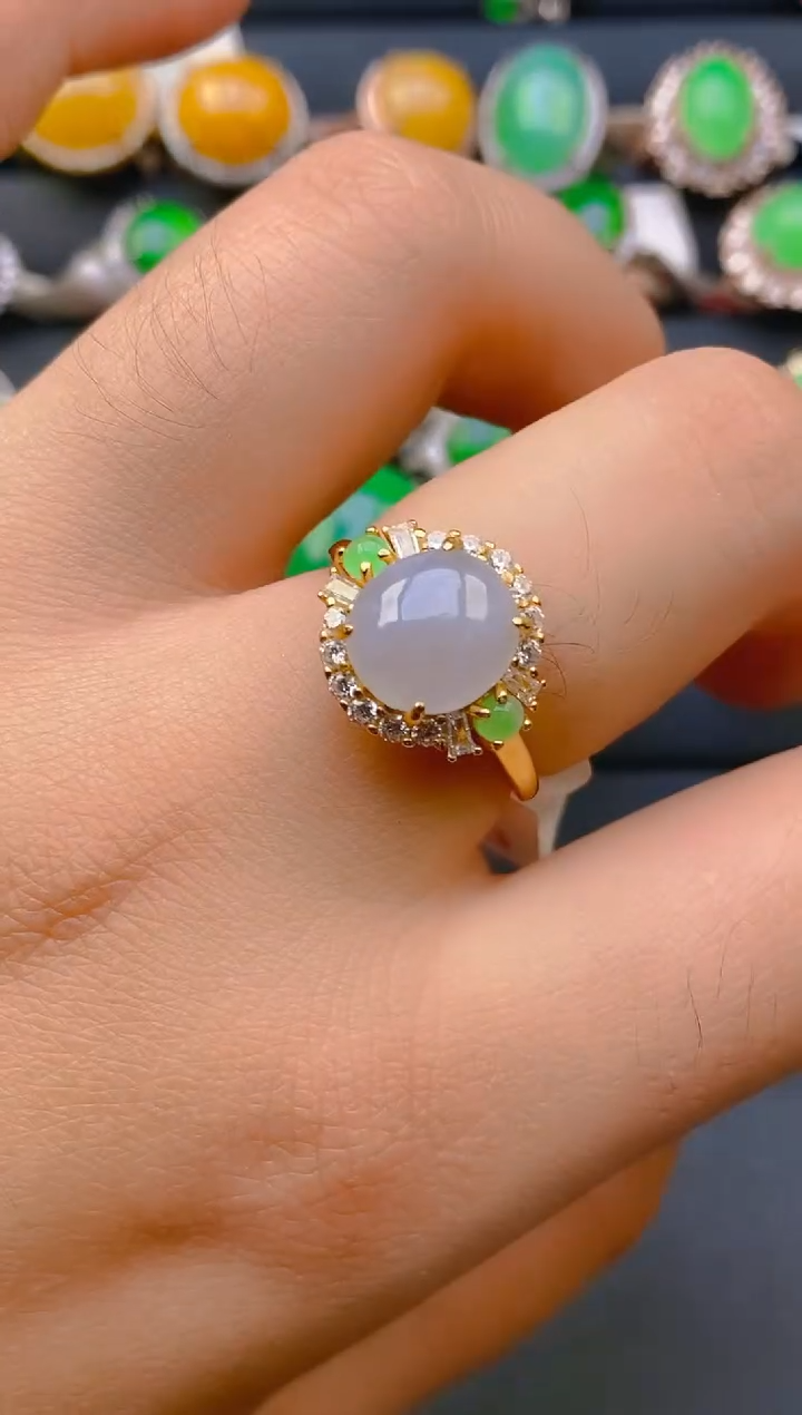 【闪购商品】翡翠戒指银S925镶嵌天然A货翡翠1