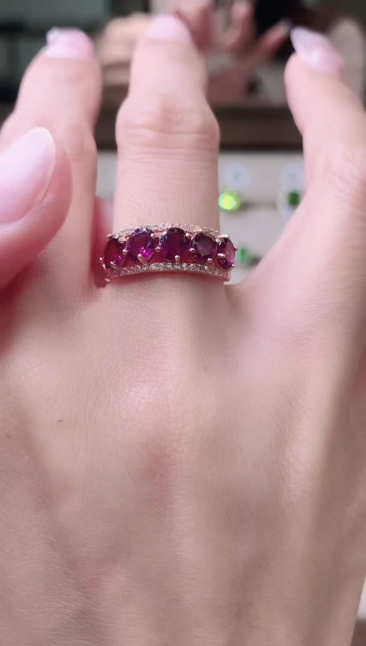 【闪购商品】石榴石戒指银S925镶嵌78-6