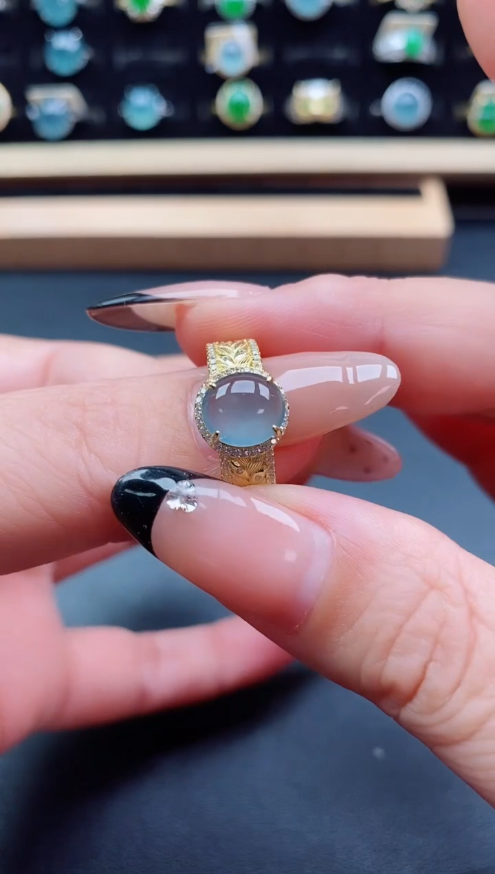 银S925镶嵌戒指翡翠1