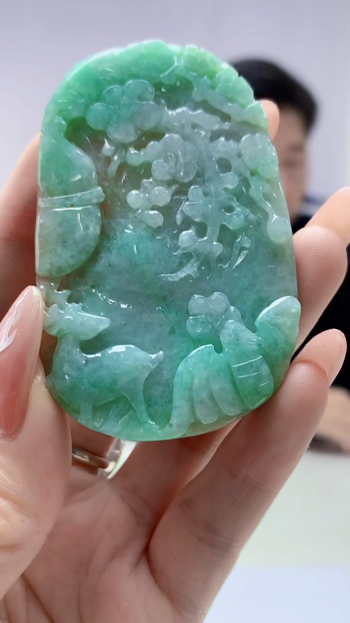 【闪购商品】定制翡翠未镶嵌4917DD-毛货挂件70