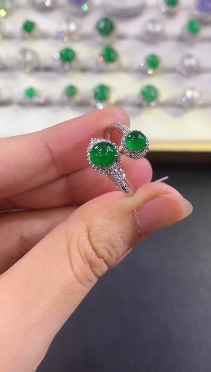 翡翠戒指18K金镶嵌B123多样性一件发货