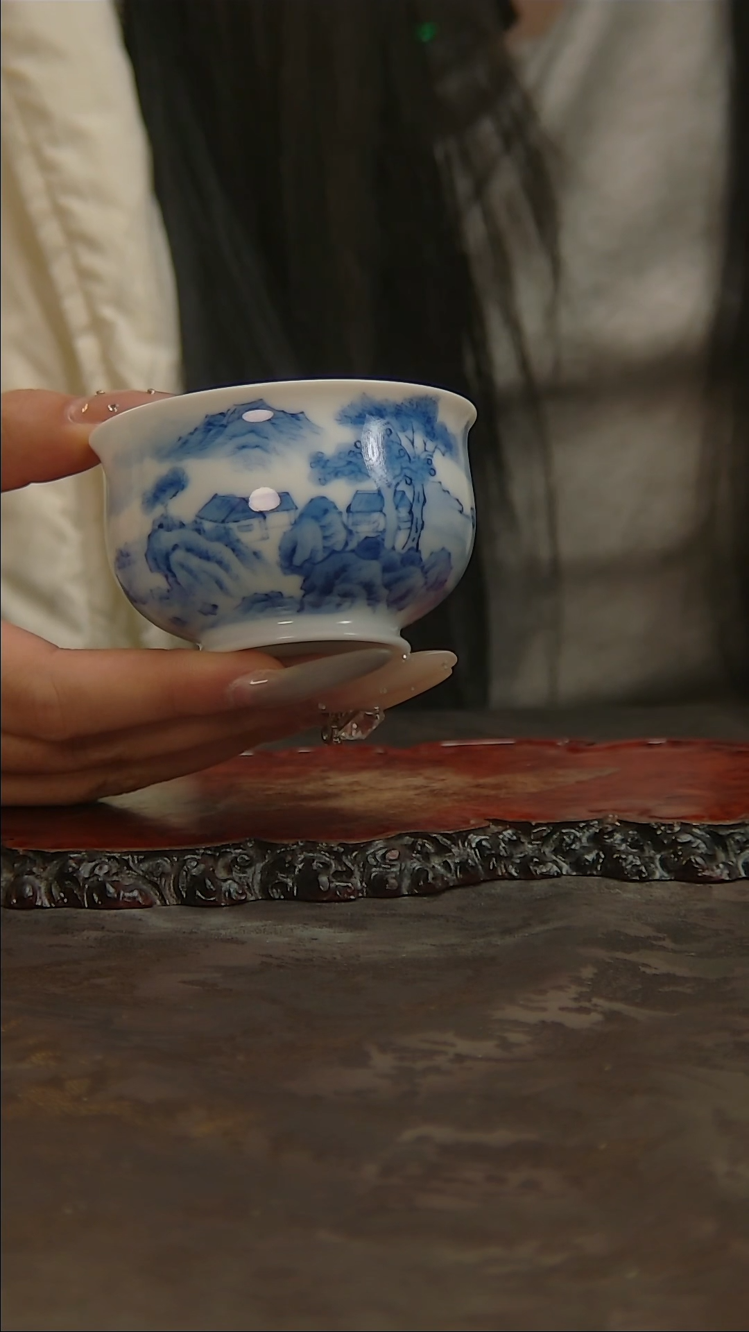 【闪购商品】青花手绘山水主人杯