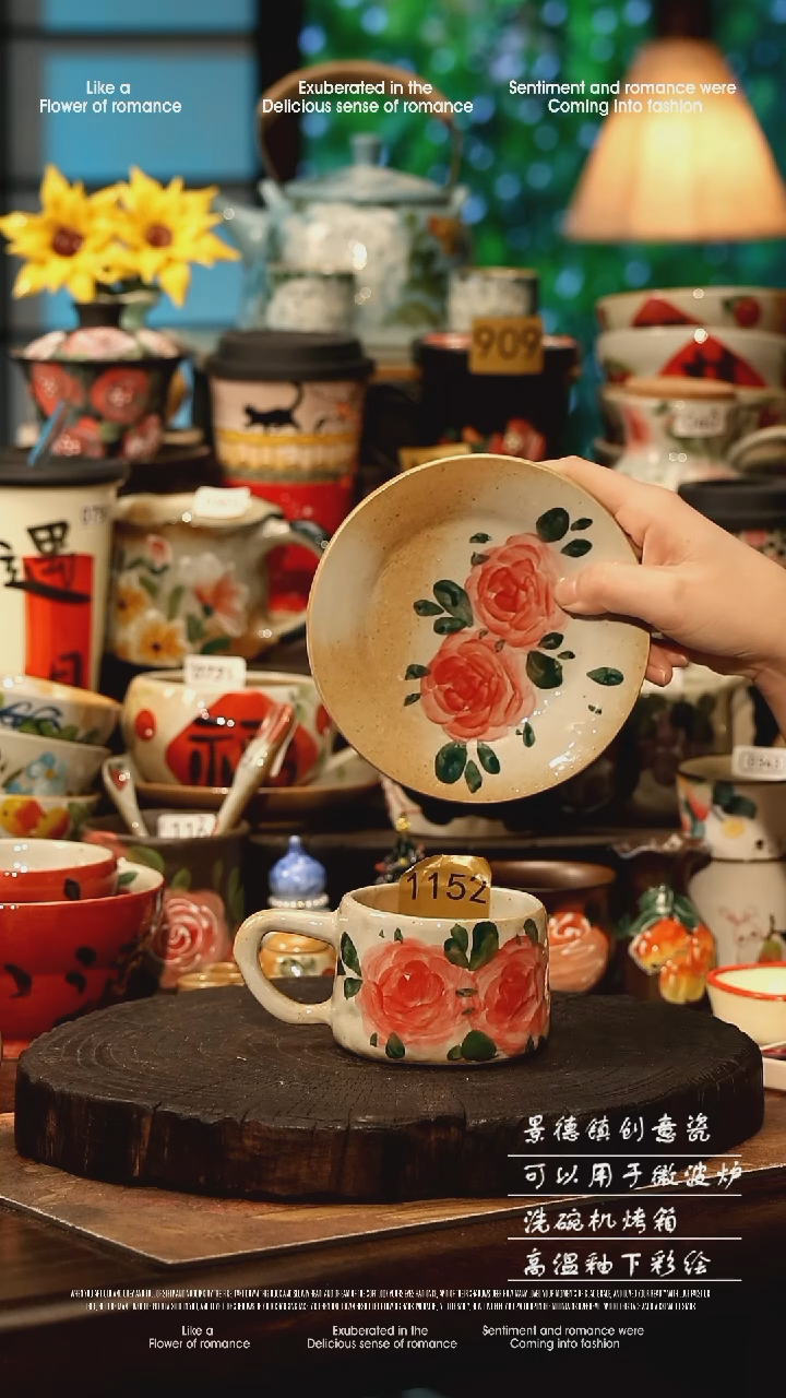 陶瓷景德镇高温釉下彩手工手绘款式@A1152@