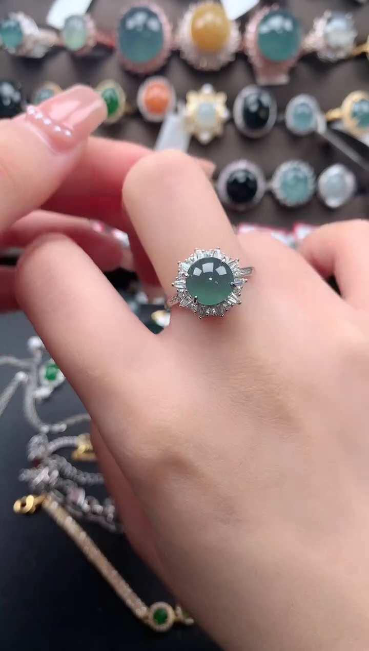【闪购商品】翡翠戒指银S925镶嵌512414