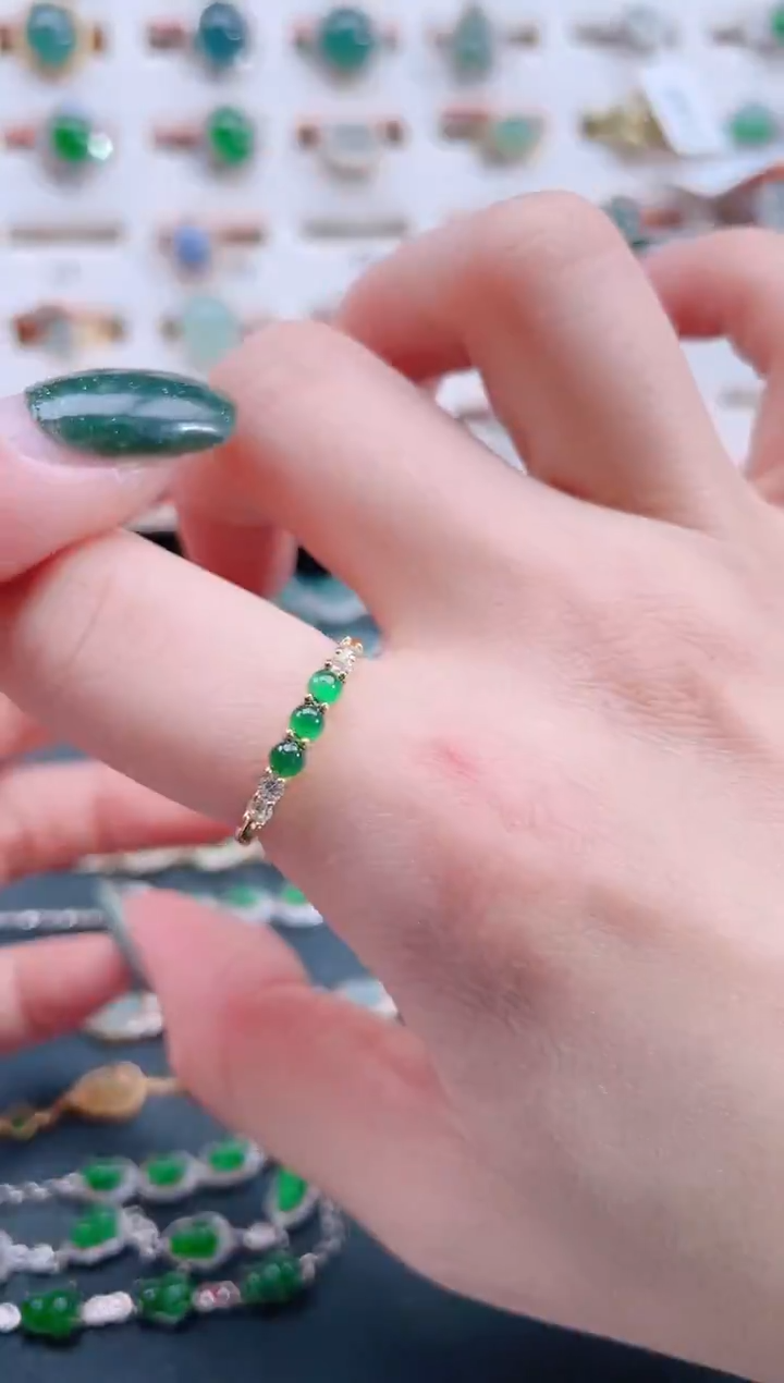 银S925镶嵌戒指翡翠天然翡翠