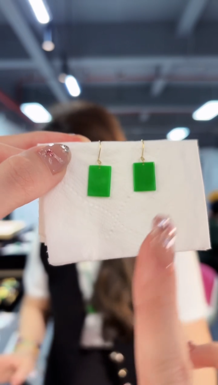 【闪购商品】翡翠耳饰18K金镶嵌缅料A货/支持复检/一对