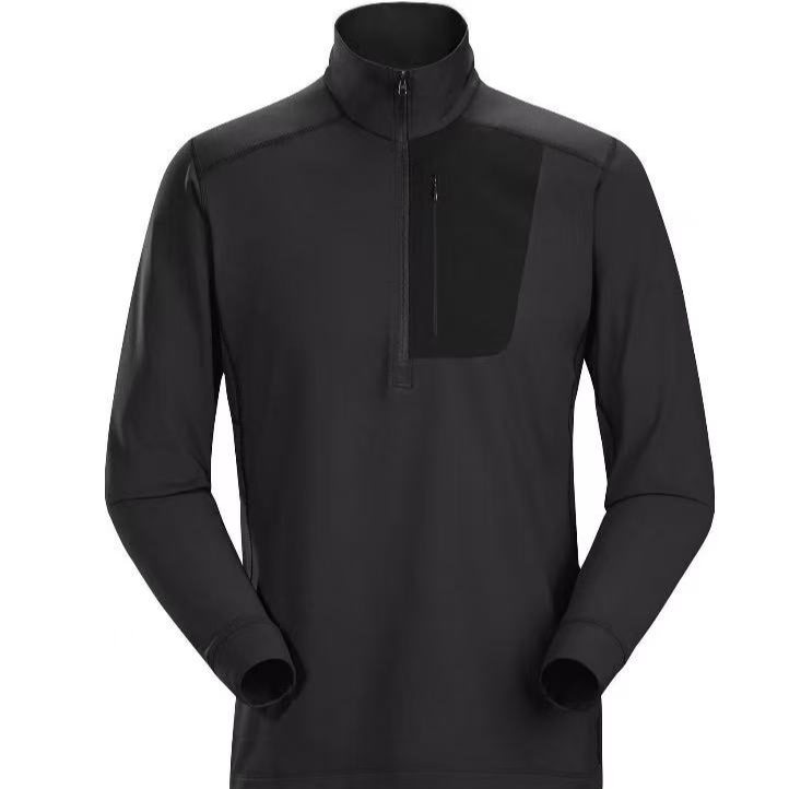 半拉链皮马棉打底衫 男女同款高弹透气户外通勤显瘦长袖T恤