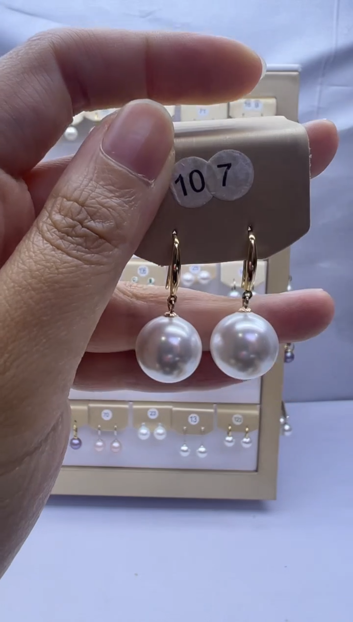 银S925镶嵌耳饰淡水珍珠107