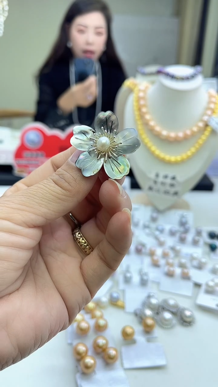 未镶嵌万能扣淡水珍珠花朵万能扣