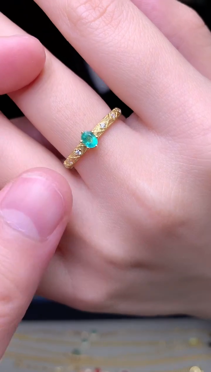 【闪购商品】祖母绿戒指银S925镶嵌戒指