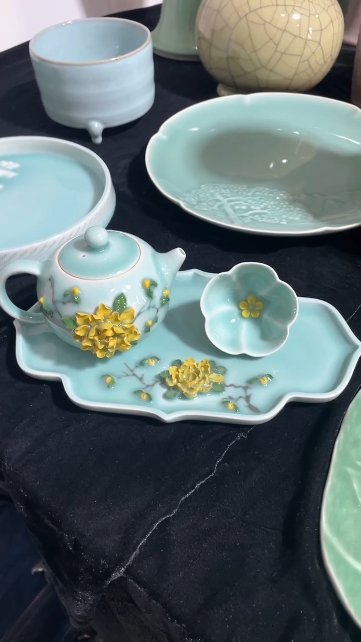 【闪购商品】1壶1杯1茶盘 特价 微瑕 慧仙青瓷