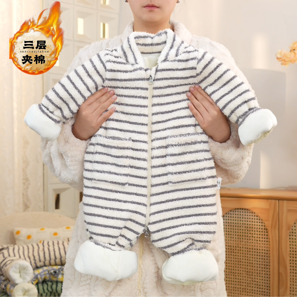 【特厚款】男女童冬款连体睡衣连体女童宝宝可爱睡袋半边绒绵密软糯