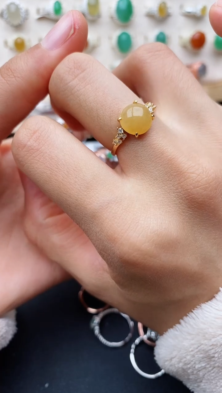 【闪购商品】翡翠戒指银S925镶嵌缅甸翡翠