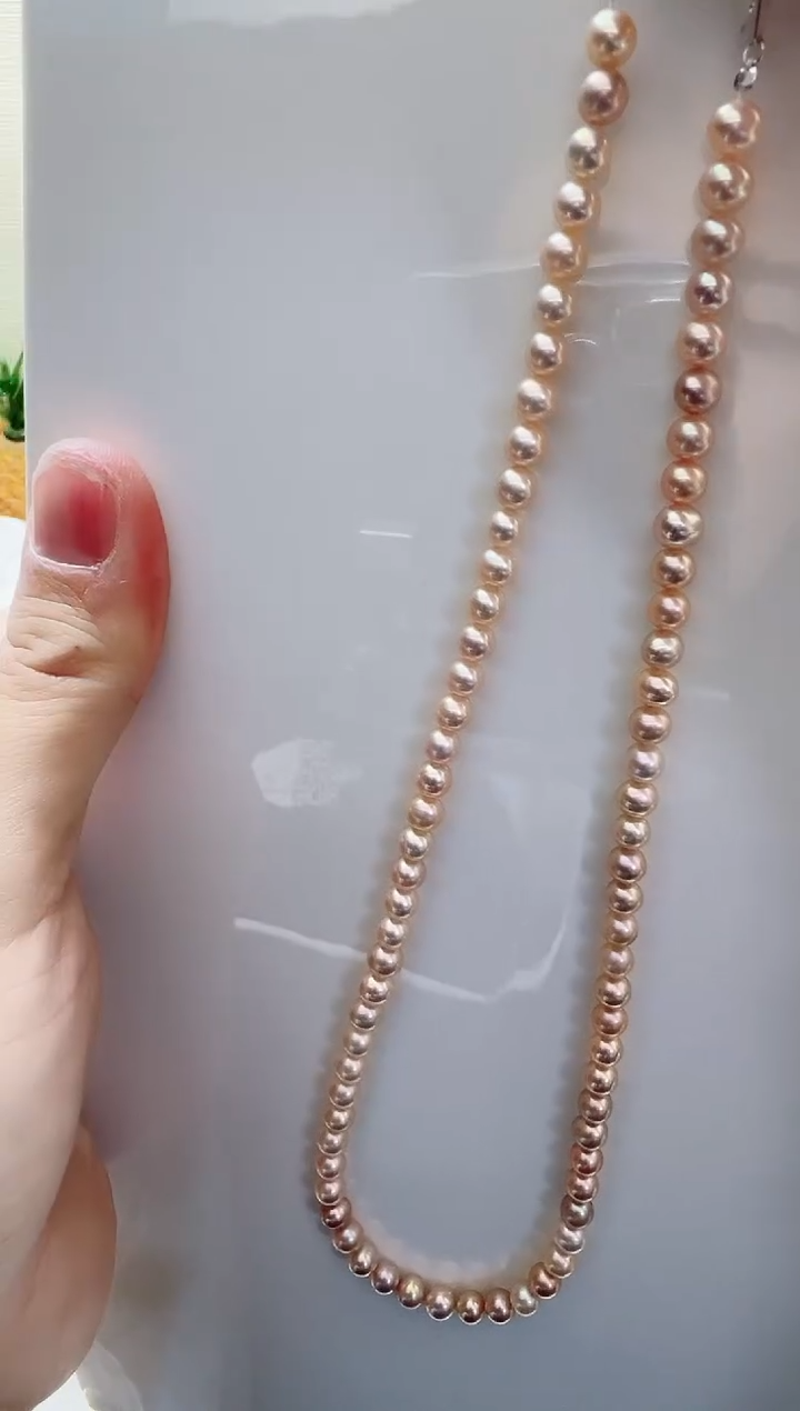 项链未镶嵌淡水珍珠淡金色近圆5.5mm