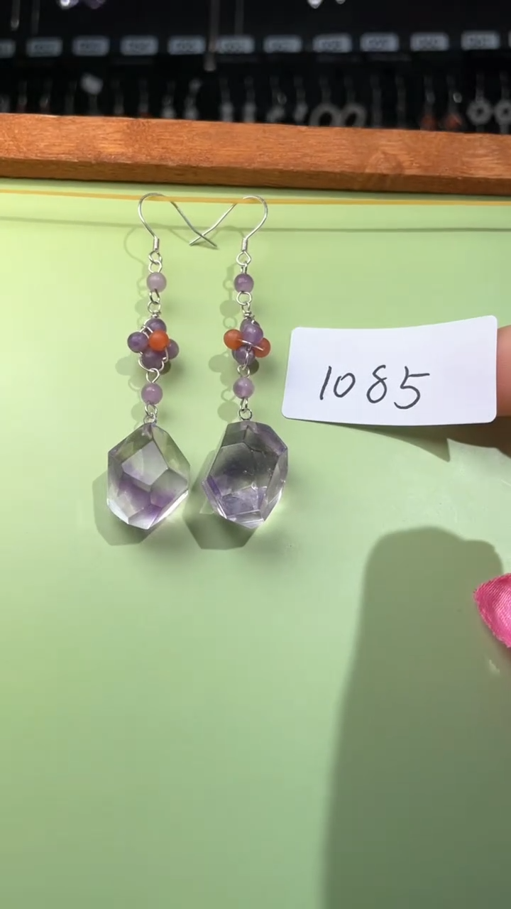 紫晶耳饰银S925镶嵌喜欢拍