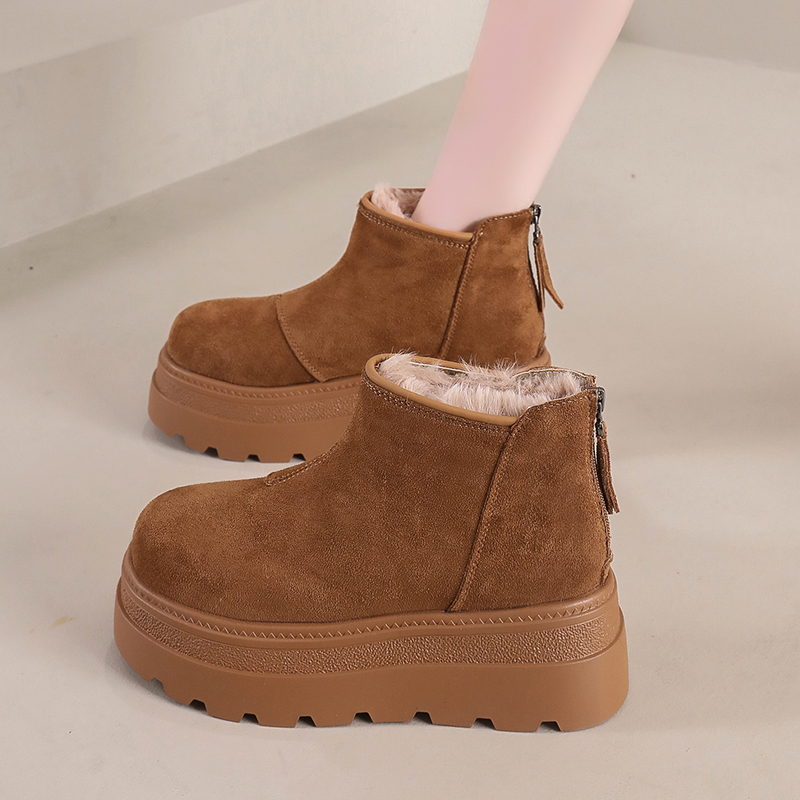 真兔毛~小个子增高厚底雪地靴女款2025新款爆款加绒保暖棉鞋棉靴