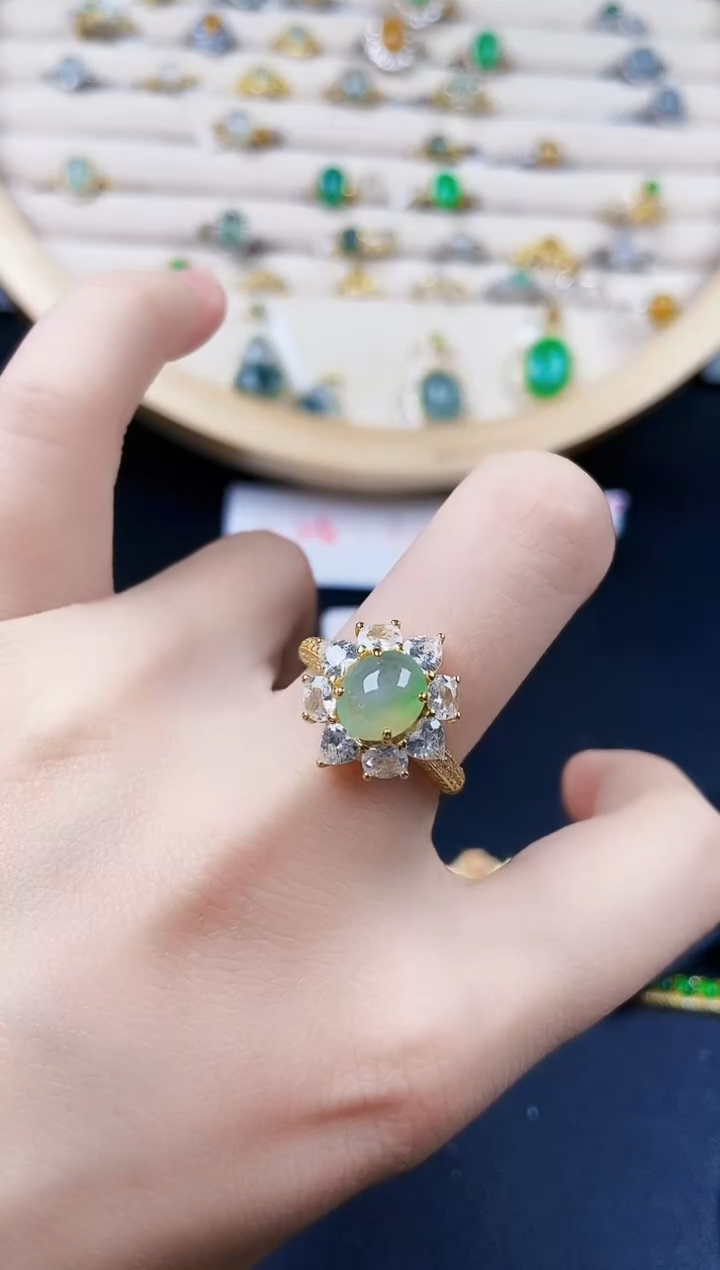 【闪购商品】翡翠戒指银S925镶嵌45654