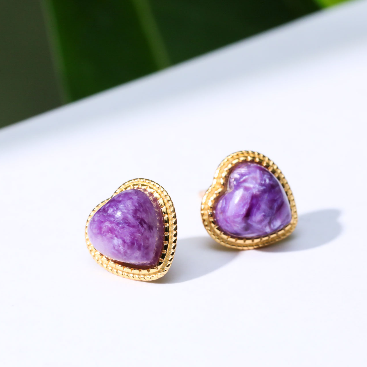 【意婵】《悸动》“双11”紫龙晶爱心耳饰S925银-YC03701