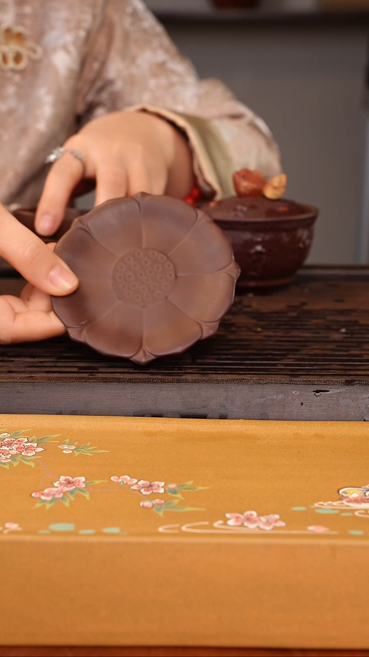 茶壶紫砂古红泥莲花杯垫