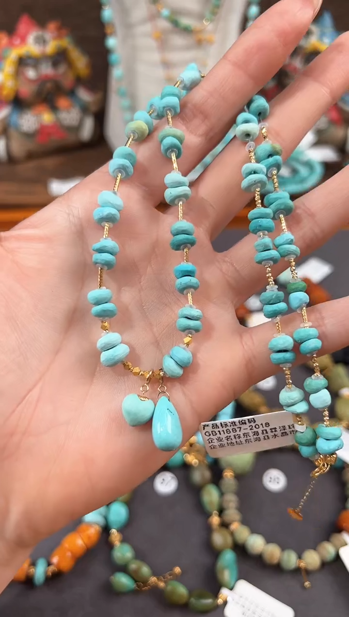 【闪购商品】绿松石颈饰18K金镶嵌绿松石项链