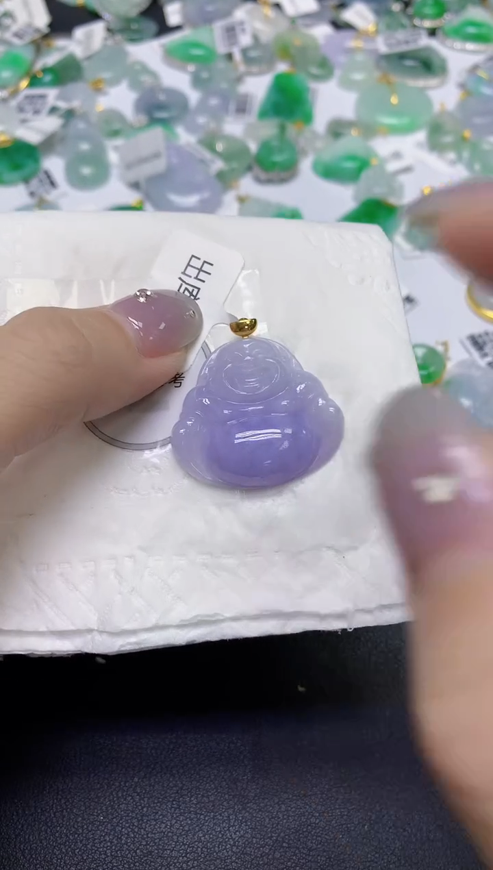 颈饰18K金镶嵌翡翠天然缅甸翡翠A货百元以上9元证书费自理