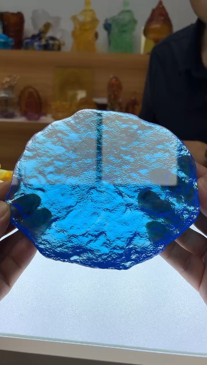 琉璃手工艺品古法琉璃干泡台蓝色