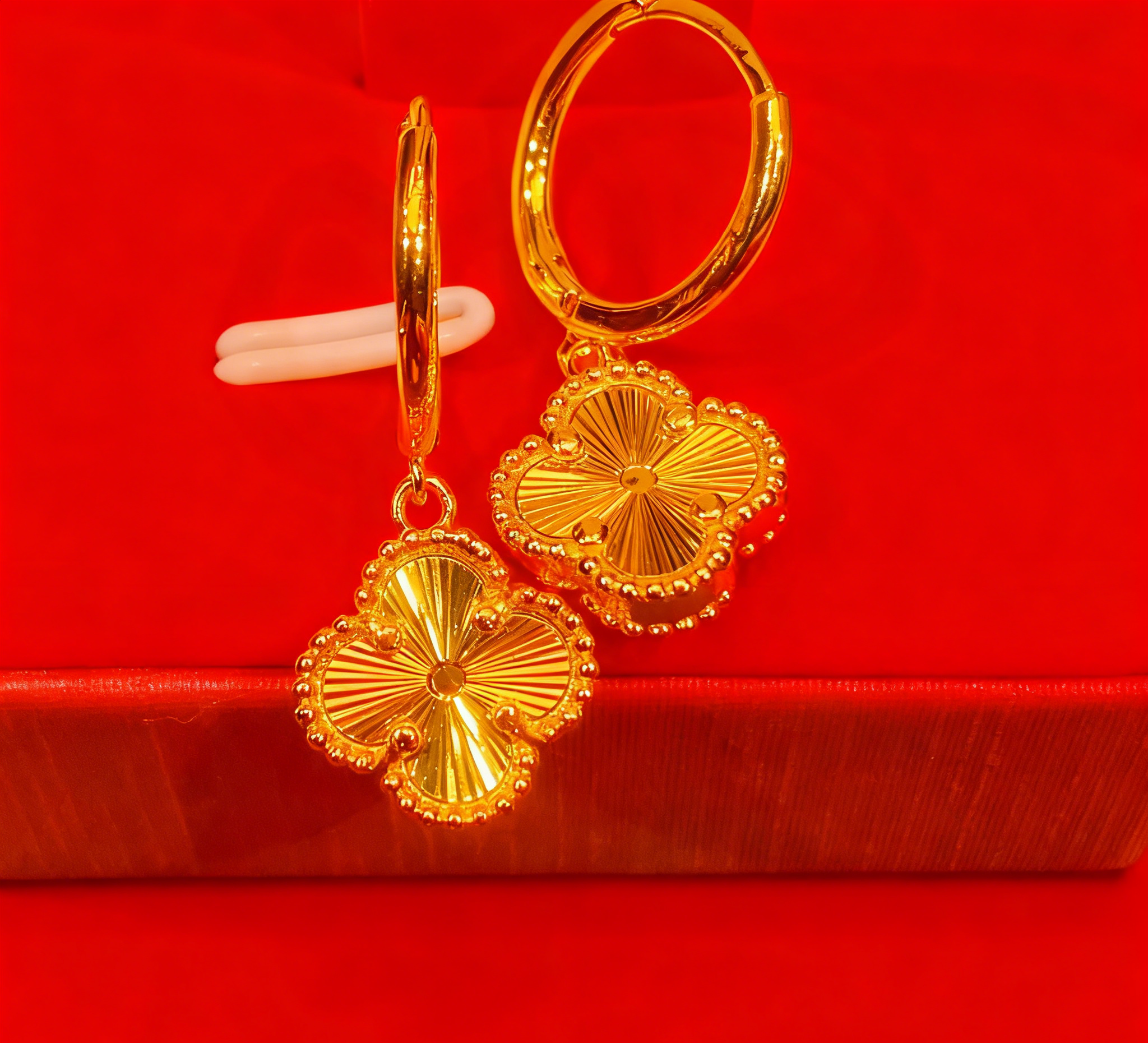 耳饰 H07F009古法四叶草耳环多样性发货