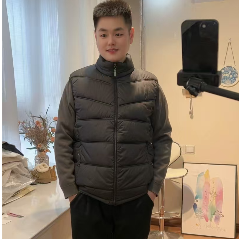 YYJ【男款棉马甲】立领冬季超柔轻盈简约外穿内搭保暖黑色马夹棉袄