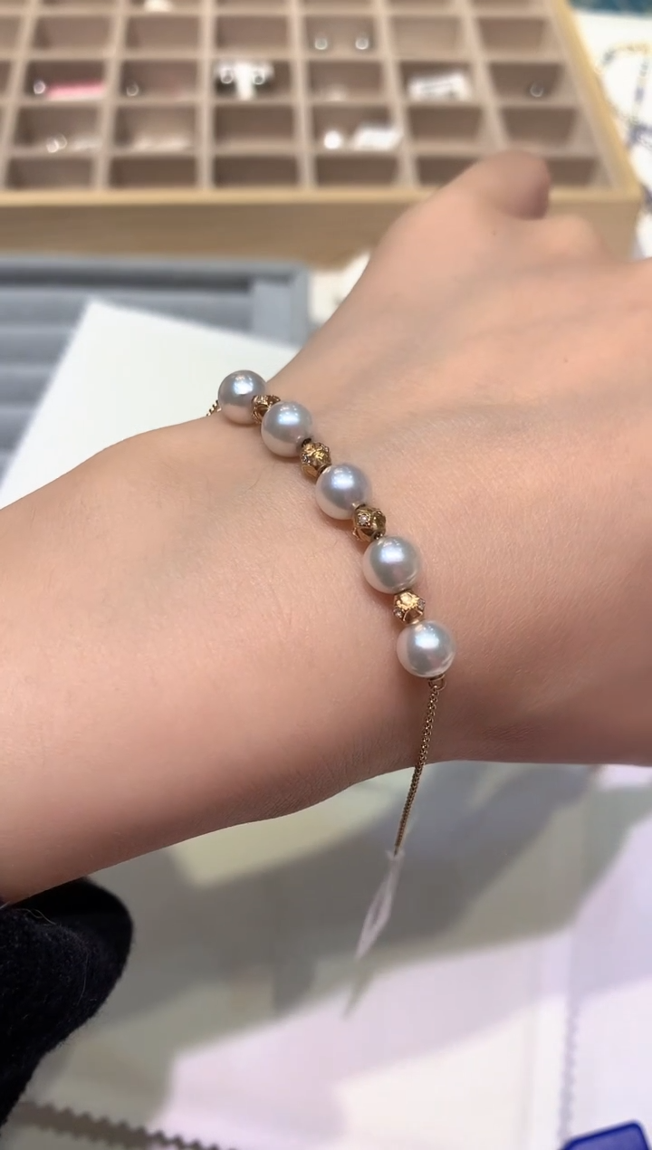 【闪购商品】海水珍珠手链18K金镶嵌a69时尚手链