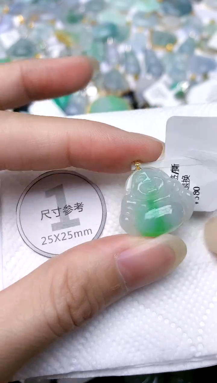颈饰18K金镶嵌翡翠天然A货翡翠