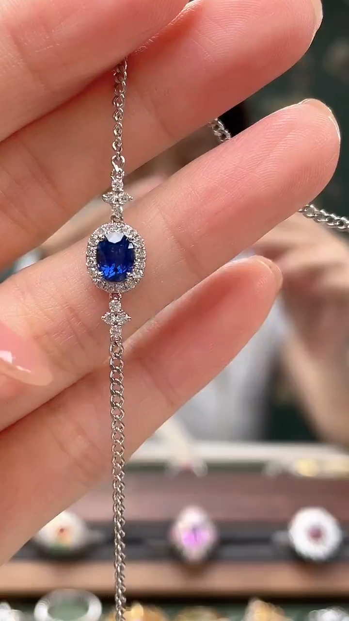 手链蓝宝石18K金镶嵌主石：0.71ct