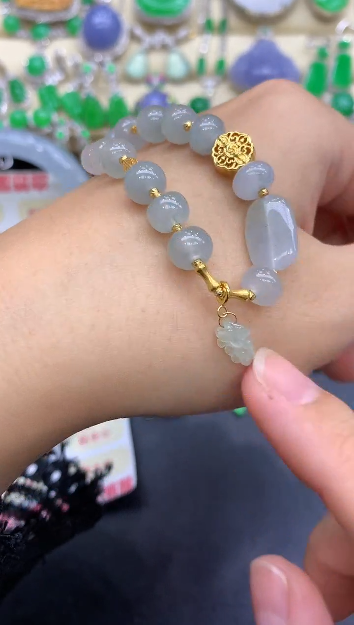 18K金镶嵌手链翡翠71-中国好珍宝